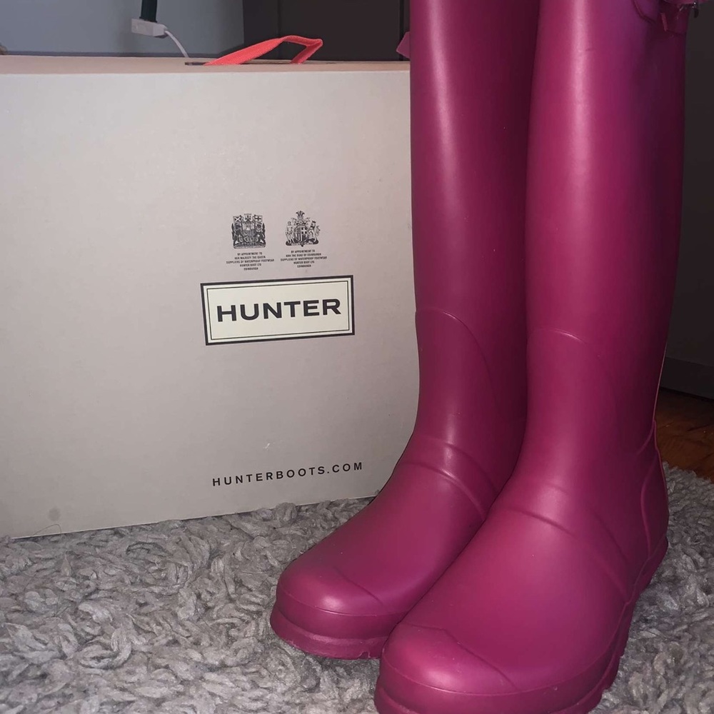 Dark Pink High Hunter Boots